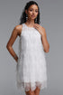 Quincy Elegant Flowy Pearl Sequin Tiered Tulle Mini Dress