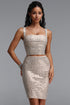 Deirdre Sophisticated Contour Rhinestone Spaghetti Strap Top Bodycon Skirt Bandage Two Piece Set