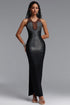 Gricely Chic Contour Spaghetti Strap Rhinestone Embellished Bandage Maxi Dress