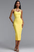 Liviya Chic Contour Halter Sweetheart Neck Bandage Maxi Dress