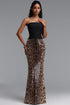 Raola Chic Contour Strapless Boned Top Leopard Print Mermaid Maxi Skirt Two Piece Set