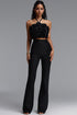 Ferean Stylish Halter Floral Mini Top And Slim Bandage Pants Two Piece Set
