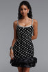 Francina Exquisite Contour Cami Strap Rhinestone Ruffle Black Bandage Mini Dress