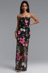 Sue Elegant Contour Strapless Sequin Embroidered Tulle Maxi Dress