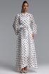 Striped Romantic Flowy Long Sleeve Rhinestone Polka Dot Woven Maxi Dress