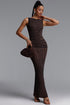 Katja Romantic Contour Round Neck Sleeveless Striped Knit Top and Skirt Two Piece Set