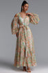 Harriet Romantic Flowy Long Sleeve Floral Print Organza Maxi Dress