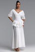 Tyler Romantic Flowy Short Sleeve Ruffle Woven Maxi Dress