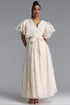 Elin Romantic Flowy Floral Embroidered Ruffle Woven Maxi Dress