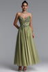 Naida Elegant Strapless Corset Floral Glitter Tulle Green Maxi Dress