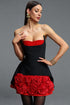 Heisel Stylish Cinched Waist Strapless Floral Mini Bandage Dress