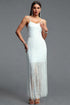 Fakula Minimalist Contour Spaghetti Strap Tassel Bandage Maxi Dress