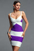 Salacia Sophisticated Cinched Waist Color Block Striped Bandage Mini Dress