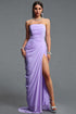 Tazeda Elegant Contour Strapless Ruched Mesh Purple Maxi Dress