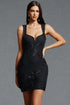Reyna Classic V Neck Floral Embroidered Bandage Mini Dress