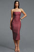 Valema Classic Strapless Ring Print Bandage Midi Dress
