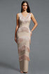 Rosalind Glamorous Sleeveless V Neck Rhinestone Tassel Bandage Maxi Dress