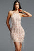Keve Minimalist Halter Sleeveless Tassel Bandage Mini Dress