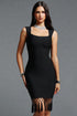 Weirdo Classic Square Neck Tassel Bandage Mini Dress