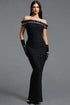 Vella Elegant Contour Off Shoulder Ruffle Crystal Embellished Bandage Maxi Dress