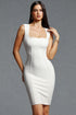 Daniella Modern Fitted Square Neck Bandage Mini Dress