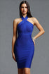 Marley Modern Halter Cut Out Bandage Midi Dress