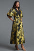 Polasa Vintage Tailored Puff Sleeve Jacquard Woven Maxi Dress