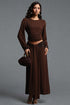Renaa Vintage Flowy Round Neck Long Sleeve Sequin Knit Top and Skirt Two Piece Set