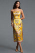 Marion Strapless Printed Twill Midi Dress