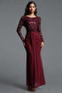 Kaitlyn Vintage Contour Round Neck Long Sleeve Sequin Knit Maxi Dress