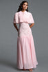 Zade Vintage Contour Lace Cape Woven Maxi Dress