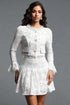 Daona Chic Tailored Long Sleeve Rhinestone Floral Sequin Lace Top and Skirt Two Piece Set
