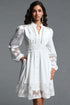 Yamaly Vintage Flowy Long Sleeve Floral Lace Trimmed Woven Mini Dress