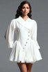 Xaler Chic Tailored Long Sleeve Woven Mini Dress