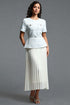 Sequoya Classic Tailored Short Sleeve Tweed Maxi Dress