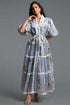 Dotte Resort Flowy Puff Sleeve Organza DustyBlue Maxi Dress