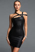 Kila Stylish Cinched Waist Cross Stripe Bandage Mini Dress