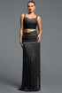 Lucy Stylish Rhinestone Top Tassel Midi Skirt Bandage Two Piece Set