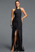 Yuco Stylish Cinched Waist Halter Tassel Bandage Maxi Dress