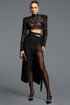 Iransa Chic Lace Top and Tie Woven Midi Skirt Two Piece Set