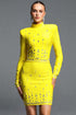 Enid Stylish Long Sleeve High Neck Rhinestone Top Midi Skirt Bandage Two Piece Set