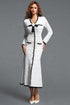 Tureal Elegant Contour V-Neck Long Sleeve Bow Knit Midi Dress