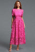 Kira Vintage Tailored Round Neck Short Sleeve Cutout Floral Lace Maxi Dress