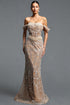 Edan Elegant Contour Off Shoulder Pearl Sequin Maxi Dress