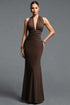 Finch Sexy Contour Halter V Neck Sleeveless Ruched Maxi Dress