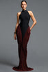 Eugenia Elegant Flowy Halter Neck Ruched Contrast Bandage Maxi Dress