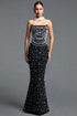 Dekia Elegant Contour Strapless Pearl Bandage Maxi Dress