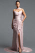 Parry Elegant Flowy Strapless Sleeveless Ruched Maxi Dress