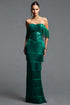 Sierra Glamorous Cinched Waist Sequin Fringe Maxi Dress
