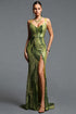 Gerianna Elegant Contour V Neck Sleeveless Sequin Maxi Dress